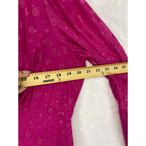 Taylor Women's Bias Cut V-Neck Chiffon Long Sleeve Midi Dress Pink Sz 12 - Picture 11 of 11